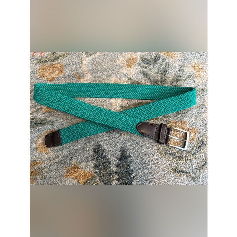 J. Crew Braided Belt in Green with Leather Detail Size Large